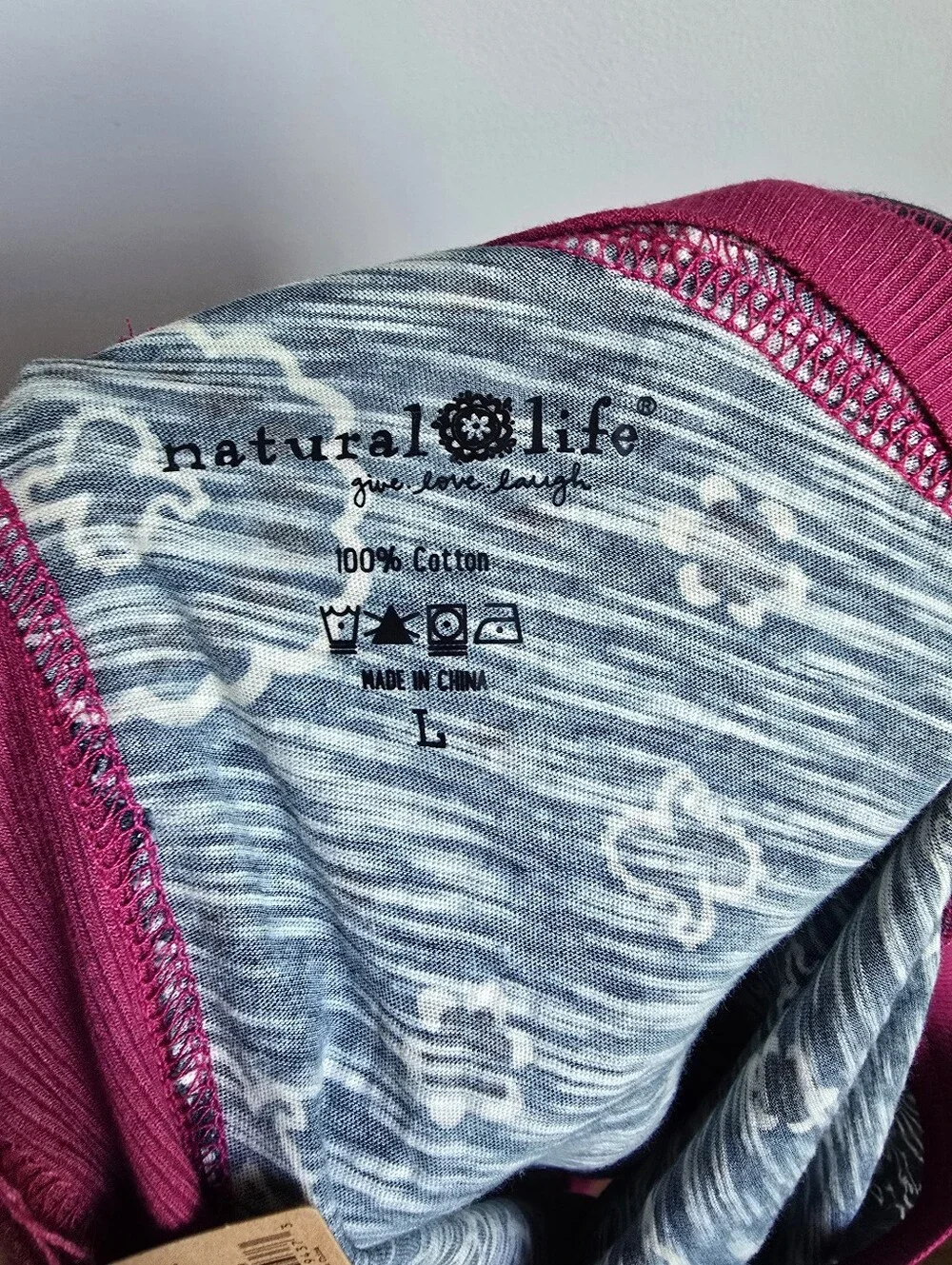Natural Life NEW Cut It Out Cotton Indigo Bandana Paisley Cover-up Top SZ Large - Picture 7 of 8